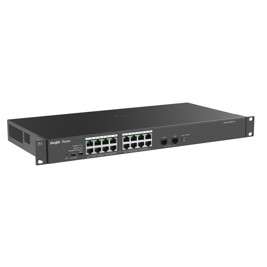Ruijie Reyee RG-ES118GS-P-L — 18-Port Gigabit Unmanaged PoE Switch (247W, 2×SFP)