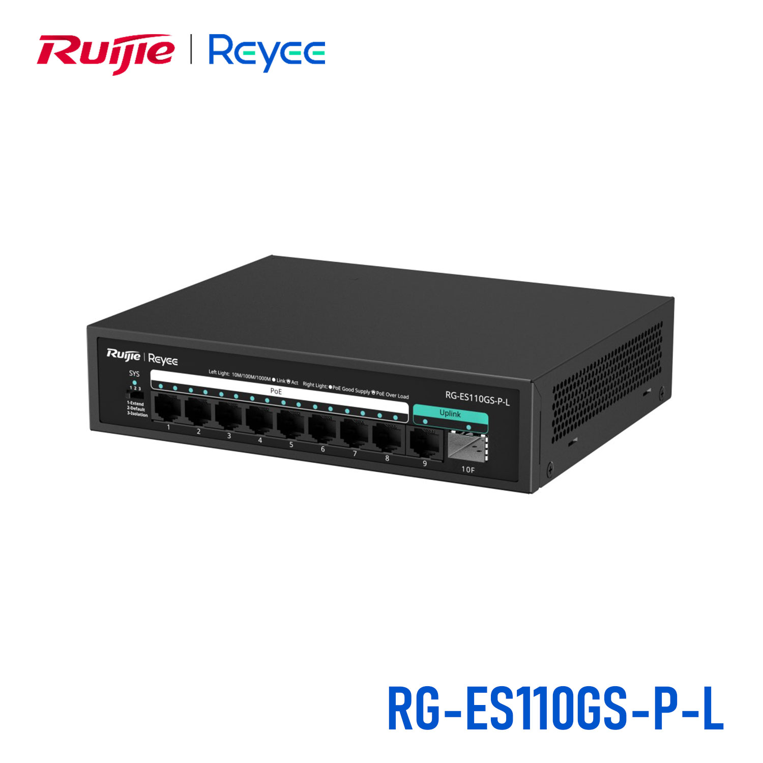 Ruijie Reyee RG-ES110GS-P-L — 10-Port Gigabit Unmanaged PoE Switch with SFP (120W)