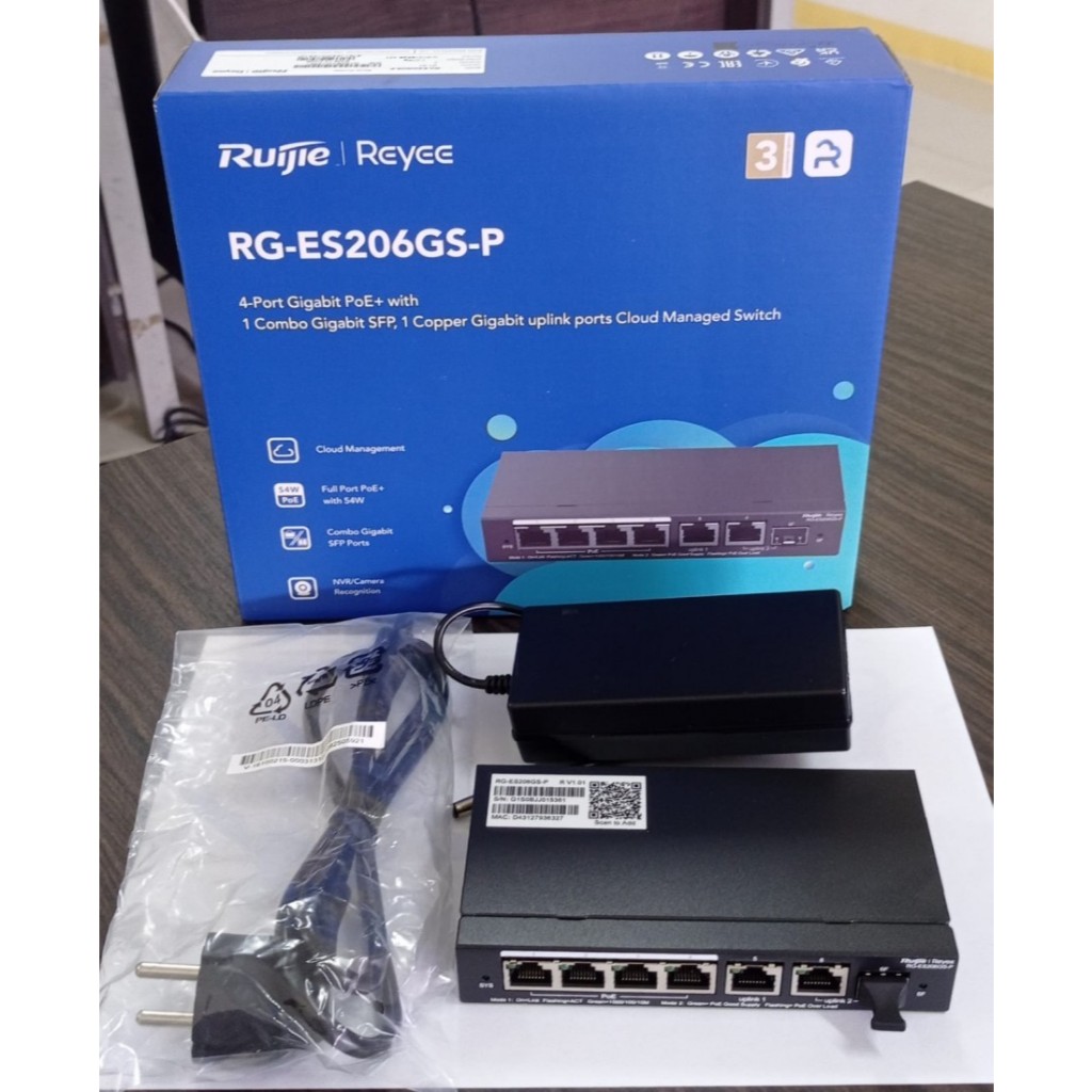 Ruijie Reyee RG-ES206GS-P — 6-Port Gigabit Smart Cloud Managed PoE Switch (54W)