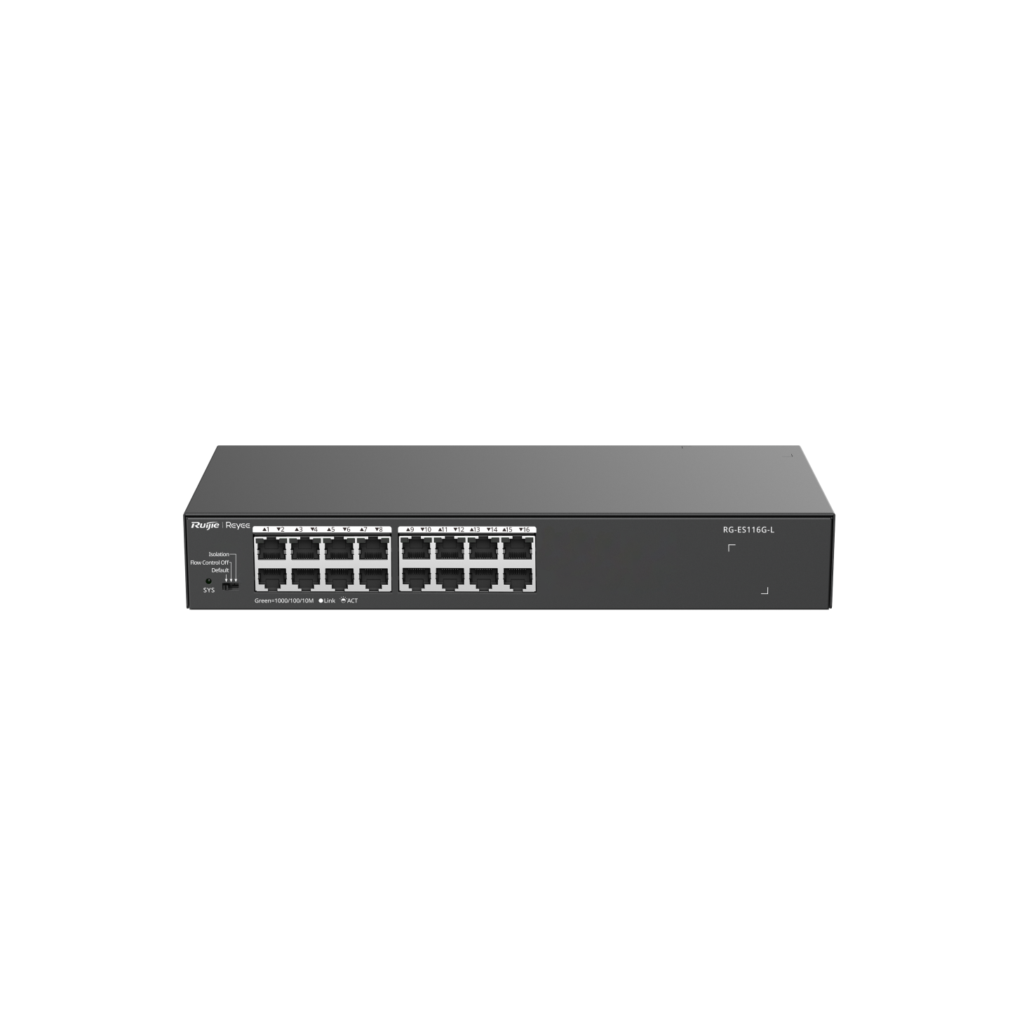 Ruijie Reyee RG-ES116G-L — 16-Port Gigabit Unmanaged Non-PoE Switch (Fanless, Rack-Mount) view 4
