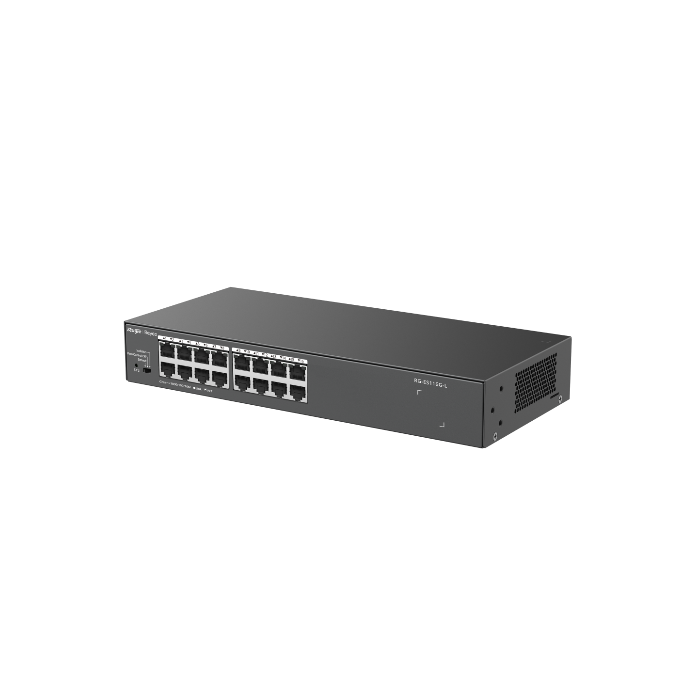 Ruijie Reyee RG-ES116G-L — 16-Port Gigabit Unmanaged Non-PoE Switch (Fanless, Rack-Mount) view 6