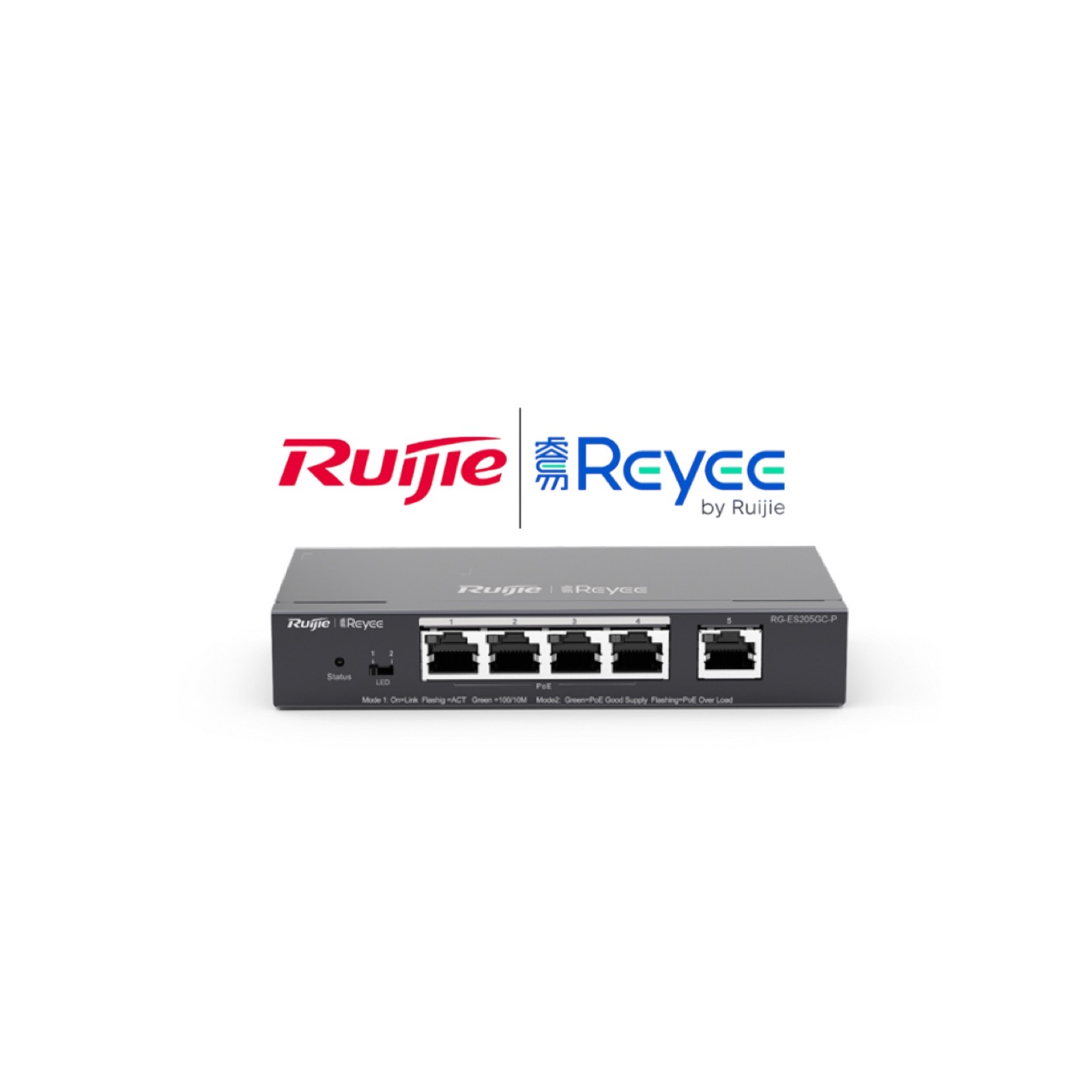 Ruijie Reyee RG-ES205GC-P — 5-Port Gigabit Smart Cloud Managed PoE Switch (54W, Compact)