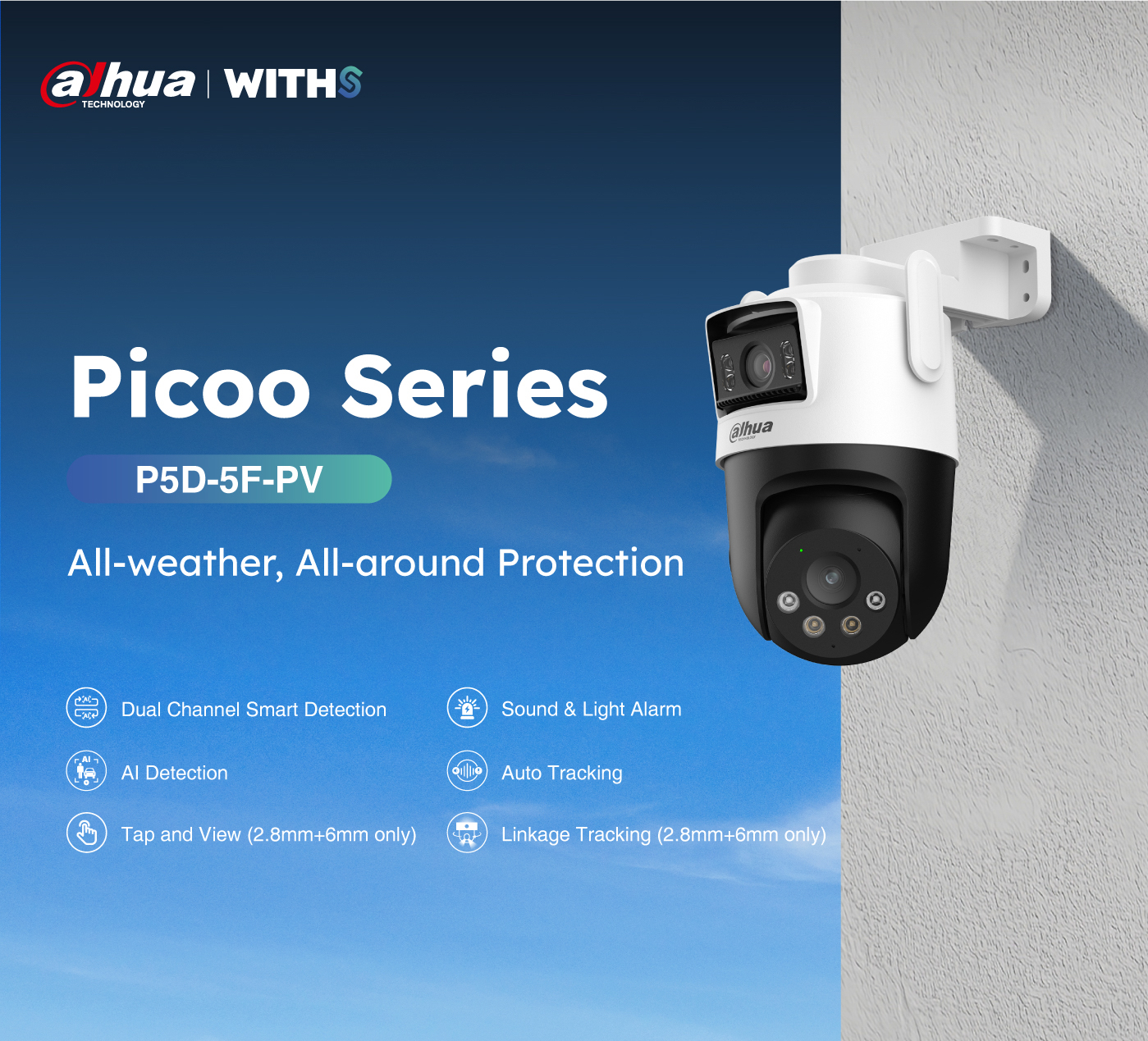 Dahua P5D-5F-PV 5+5MP Outdoor Wi-Fi Dual-Lens Pan & Tilt Camera