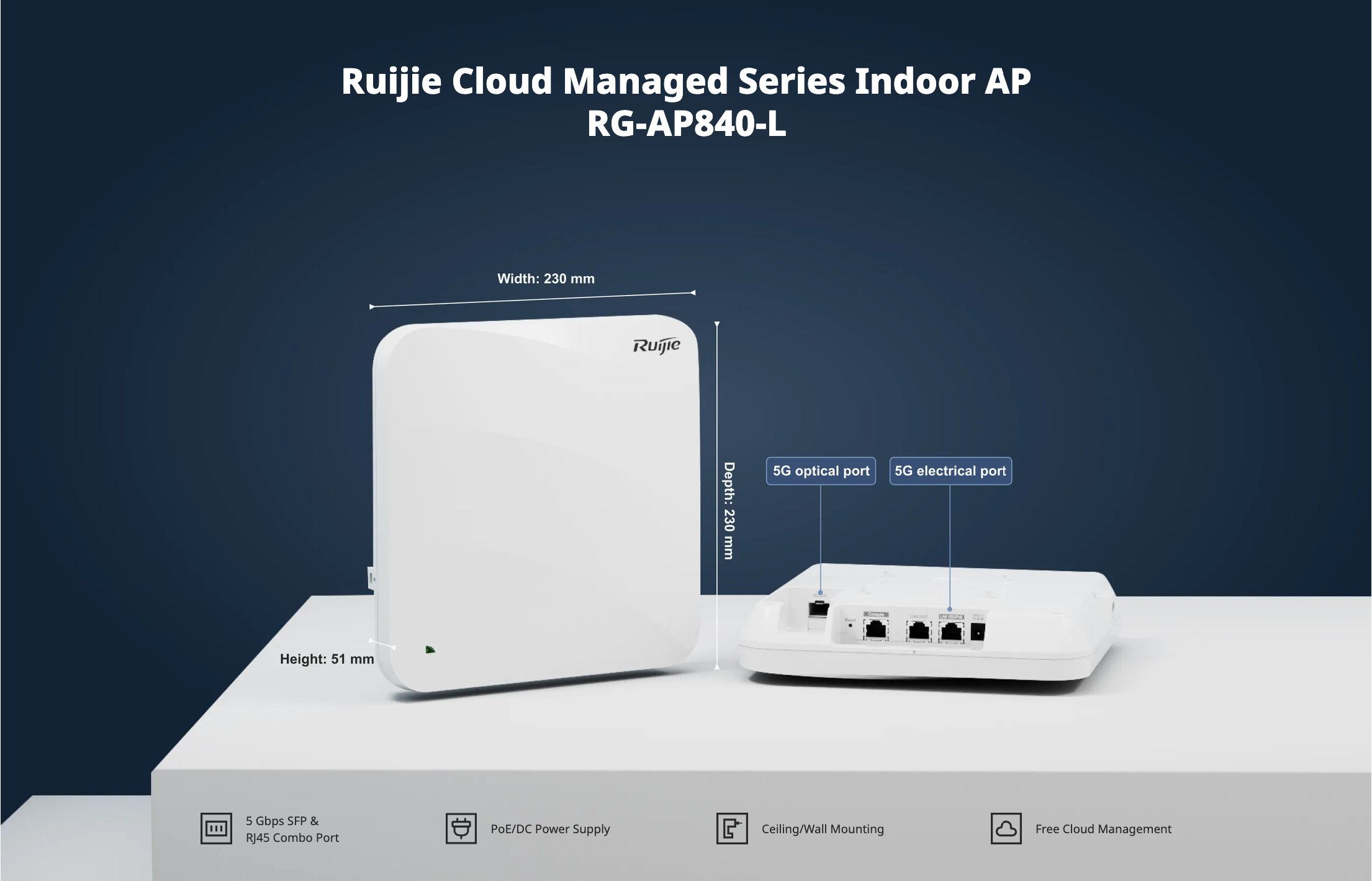 Ruijie RG-AP840-L — Wi-Fi 6 Enterprise Indoor High-Density Access Point (5.378 Gbps)